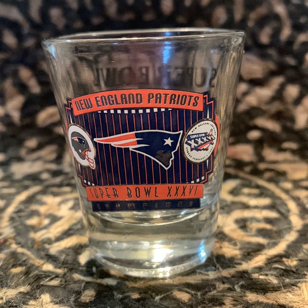 Super Bowl XXXVI champions shot glass